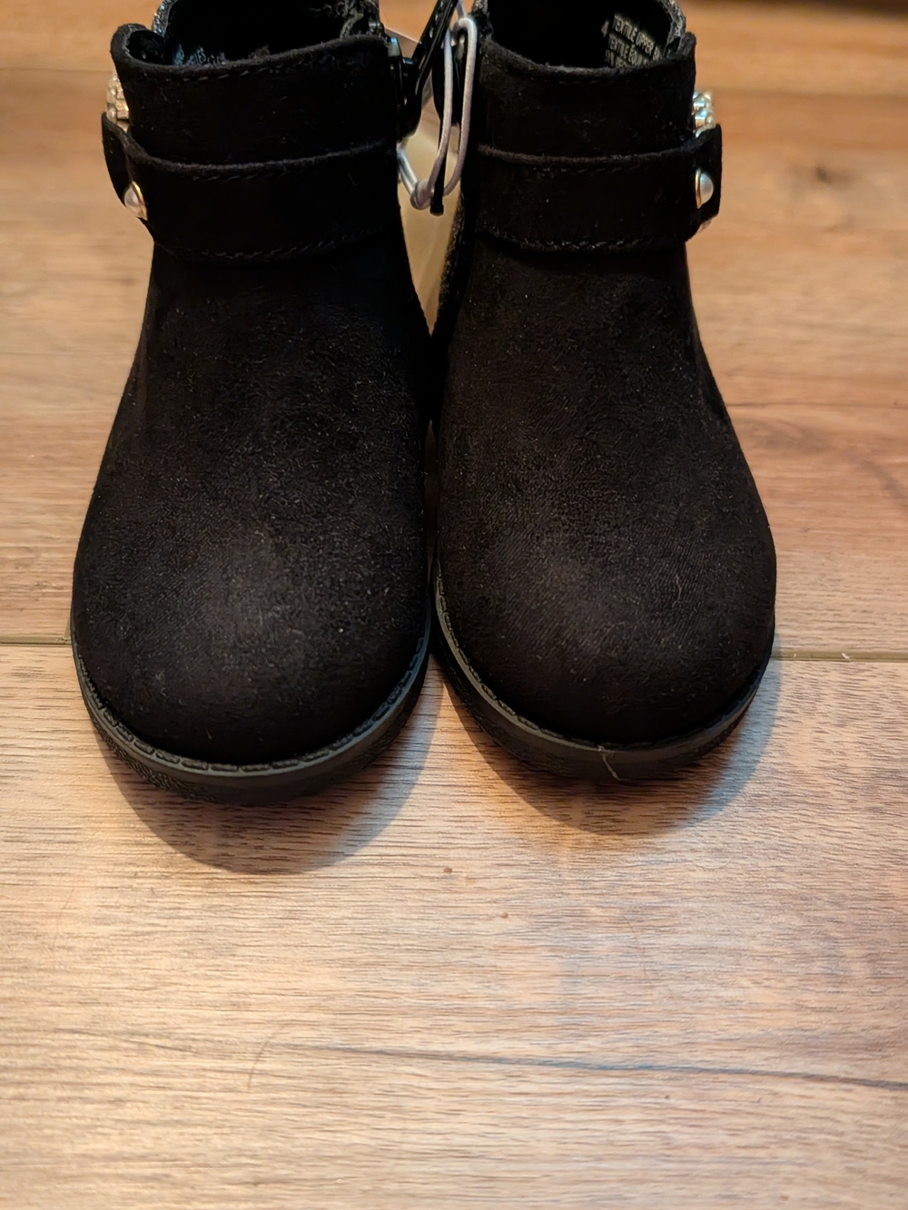 The Children's Place Black Suede Girls' Ankle Boots with Strap